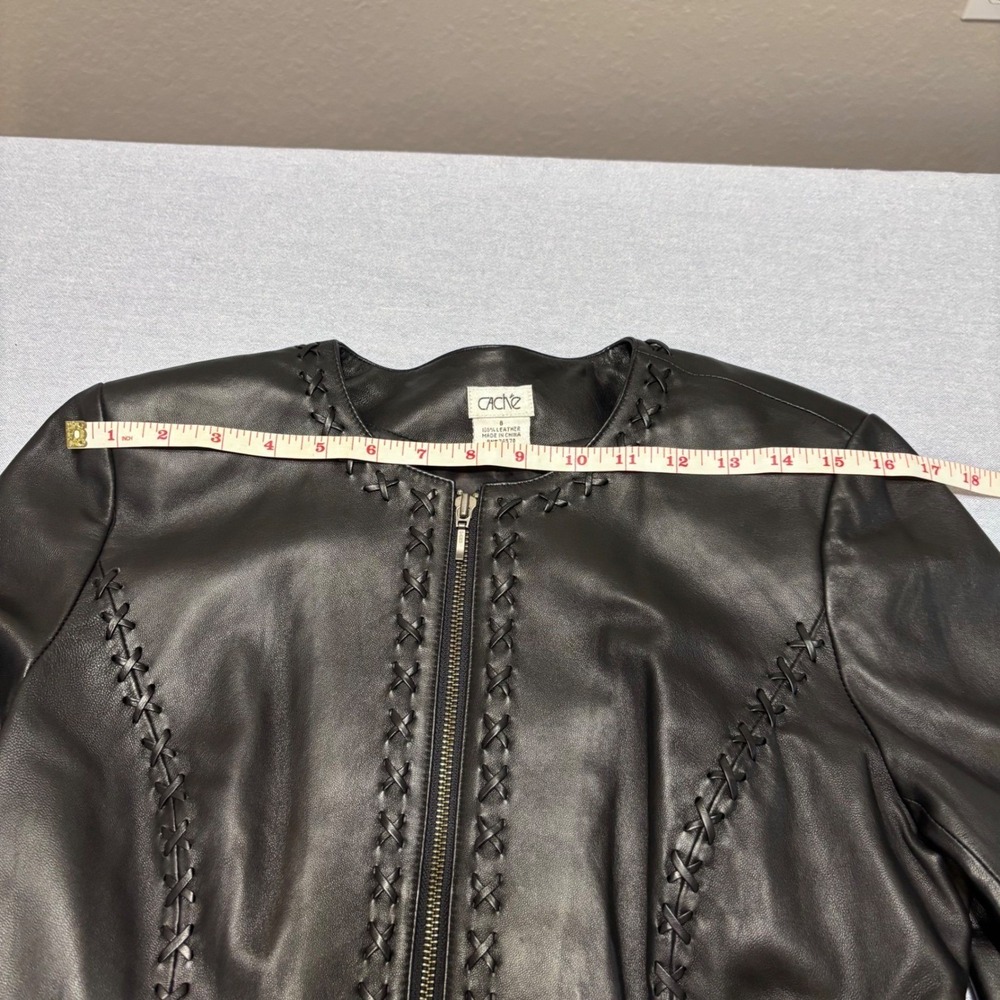 Vintage Cache Women's Fringe Western Biker 100% Leather Jacket  Sz 8 - Picture 7 of 10